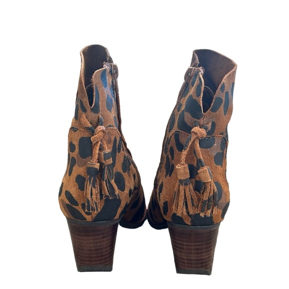 Matisse Womens Laney Western Booties 7 M Leopard Leather Animal Print Heeled - Picture 4 of 6